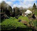 Stream through the garden of The Greyhound Inn, Pope