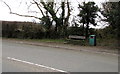 Bench and litter bin near the southern edge of Radyr, Cardiff