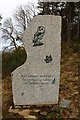 NX4758 : Poetry Stone Sculpture, Balloch Wood by Billy McCrorie