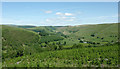 SN8452 : Forest, woodland and Cwm Gwesyn, Powys by Roger  Kidd
