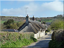 SY9179 : Thatched cottages, Kimmeridge by Robin Webster