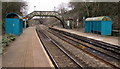 Turquoise shelters at Danescourt railway station, Cardiff