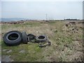 SE1850 : Tyres on open access moorland, off Snowden Carr Road by Christine Johnstone