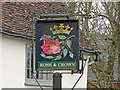 TL7348 : The Rose and Crown pub sign, Hundon by Adrian S Pye