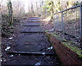 Steps up from a road and railway underpass, Pontypool