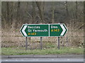 TM2684 : Roadsigns on the A143 Bungay Road by Geographer