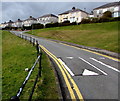 Speed bumps and railings in Caerau