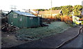 Green corrugated metal roadside building, Hindon Lane, Tisbury