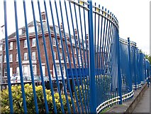 J3273 : Wavy railings outside the Royal Victoria Hospital by Eric Jones