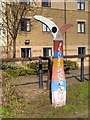 National Cycle Network Millennium Milepost by the Leeds and Liverpool Canal at Shipley