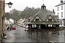SS9943 : Dunster Yarn Market on the High Street by Philip Jeffrey