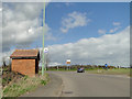 The bus stop shelter on a roundabout