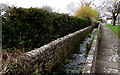 Ogney Brook flows through a channel alongside River Walk, Llantwit Major