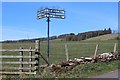 Signpost at road end for Newbigging and Blairmore