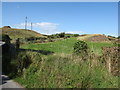 View north at the bend in Drunroe Road south of Cargagh Chapel