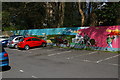 London-to-Brighton mural on hoarding round Spices Yard car park, South End, Croydon