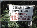 Sign for Cedar Road, Hook Heath