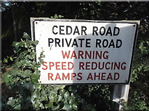 SU9857 : Sign for Cedar Road, Hook Heath by David Howard