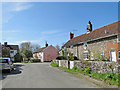 Flint cottages in Church Road, Marlesford