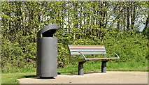 J3675 : Litter bin and seat, Victoria Park, Belfast (April 2015) by Albert Bridge