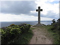 SX0039 : Stone cross on Dodman Point by Gareth James