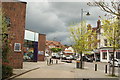 View of the Woolpack pub from the path at the side of the Hertford Theatre