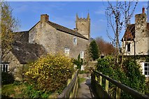 ST7345 : Nunney: All Saints Church: The church from the little bridge over the river by Michael Garlick