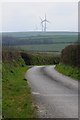 View to distant wind turbines