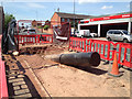 The duct for the 33kV cable emerges on the south side of Emscote Road, Warwick