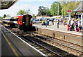 Waterloo train arrives at Sherborne railway station