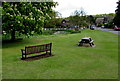 Village green bench and picnic bench, West Dean