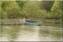 TQ3470 : View of moored boats in the boating lake in Crystal Palace Park by Robert Lamb