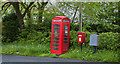 Post box and listing phonebox on Halfpenny Lane