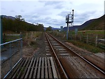 NG9543 : Level-crossing north-east of Strathcarron by Gordon Brown