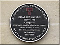 NZ2463 : Plaque re Charles Avison on 55-57 Westgate Road, NE1 by Mike Quinn