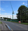 Crane towers over a Botley Road construction site in Romsey