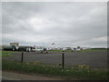 Buildings  and  parked  light  aircraft  at  Dunkeswell