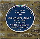 ST5910 : Benjamin Jesty blue plaque, Yetminster by Jaggery