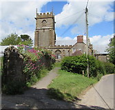 ST5910 : Path to the south side of St Andrew's Church, Yetminster by Jaggery
