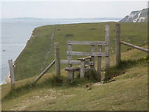 SY8080 : West Lulworth: stile above Durdle Door by Chris Downer