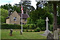 War memorial and flag