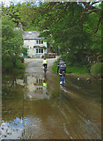 NY6815 : Cycling over the ford at Rutter Mill by Karl and Ali
