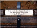 TQ2982 : Park bench dedication, Gordon Square, London WC1 by Jim Osley