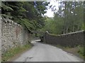 Stone footbridge over road at Old Bridge of Tilt