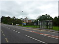 Bus stop outside Aberystwyth University on the A487