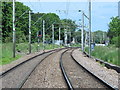 Railway tracks north of the level crossing, Slipe Lane, EN10