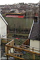 Rugby ground glimpsed from Woodfieldside, Blackwood