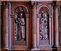 TQ3036 : Worth: St. Nicholas' Church: Detail of carving on the pulpit by Michael Garlick
