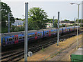 Train north of Cambridge Station