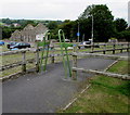 Inwardly-sloping metal barrier, Kidwelly